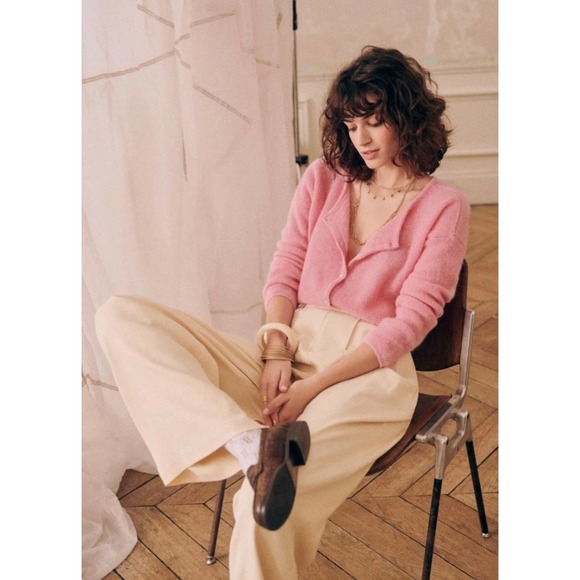 Sezane Sweaters - NEW La Maille Sezane Rose Pink Mohair Cardigan Gilet Gaspard Small